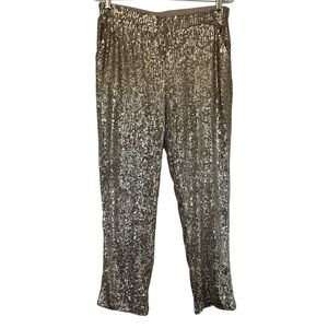 Cable & Gauge Champagne Sequin Cropped Pants